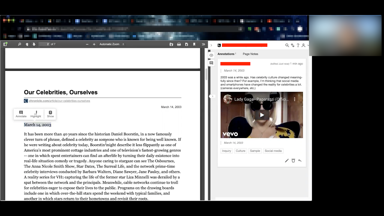 Hypothesis annotation tool — dissertation research